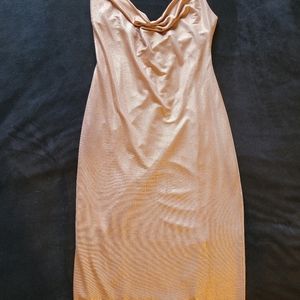 Guess Rose Gold Cowell neck bodycon dress